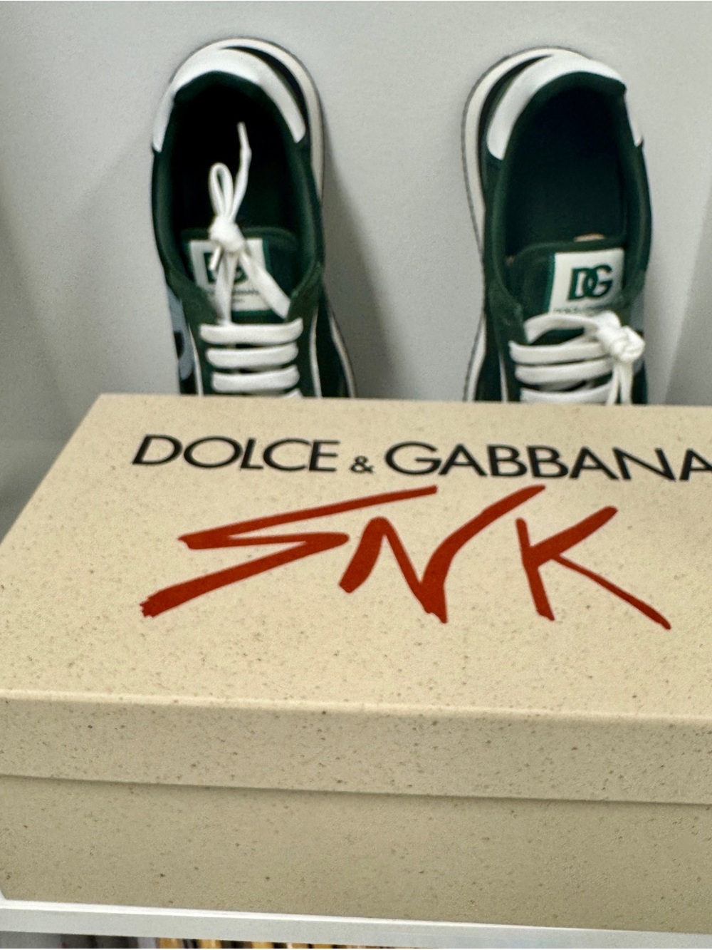 Dolce & Gabbana Men’s Dark Green Suede & White Trim Sneakers - Picture 5 of 7